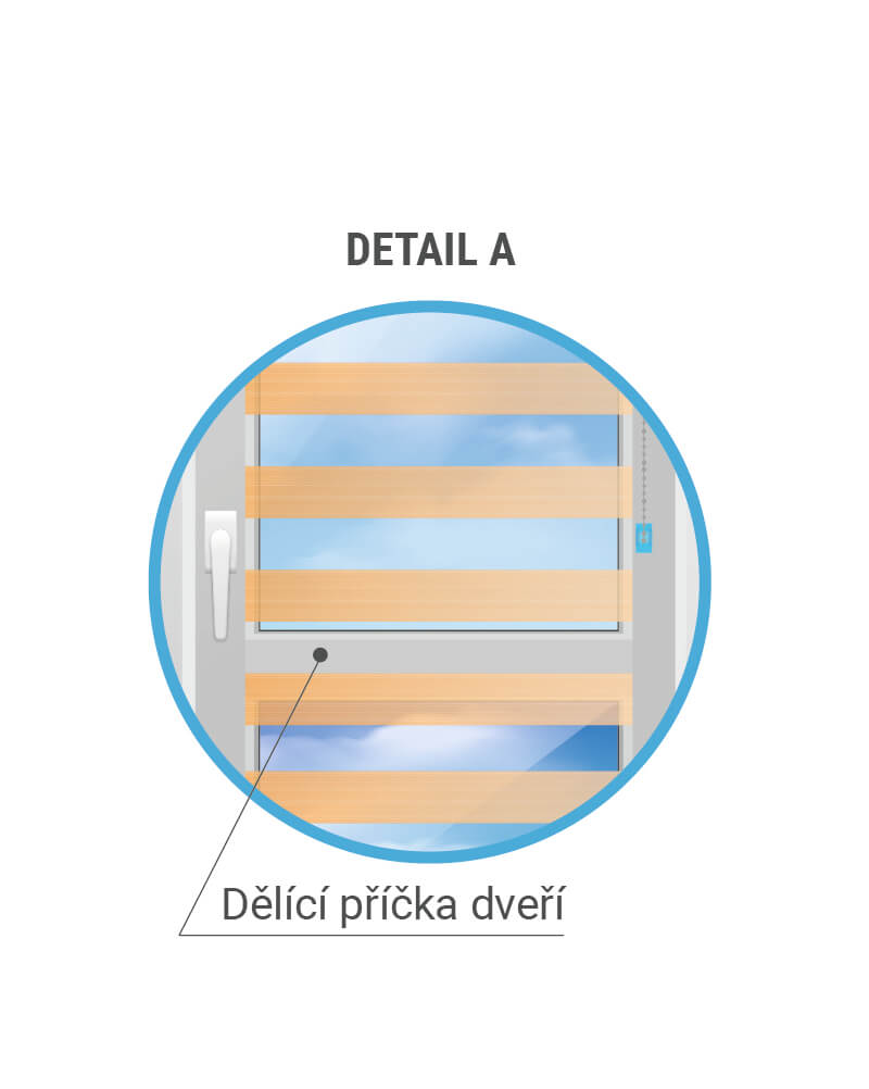 Dělící příčka na bakonových dveřích - Detail