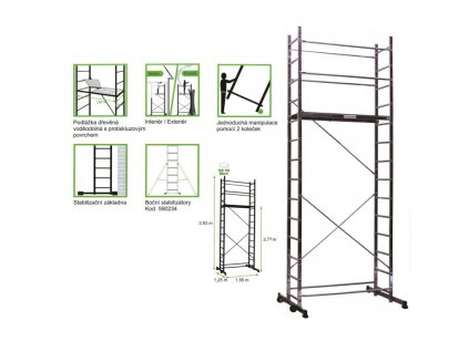 Pojízdné lešení centaure 150 x 50 cm HOBBY prac.výška 5m
