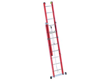 Výsuvný 2 dílný sklolaminátový žebřík 2x12 3,5m (6,3m) min