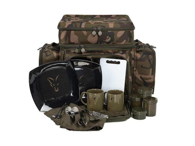 clu489 fox camolite 2 person dinner set and coolbag contents out