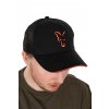 chh017 fox collection trucker cap black and orange logo detail