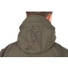 ccl668 673 fox collection soft shell jacket green and black hood logo detail