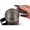 ccw027 fox stainless thermal logo mug removing lid detail 2