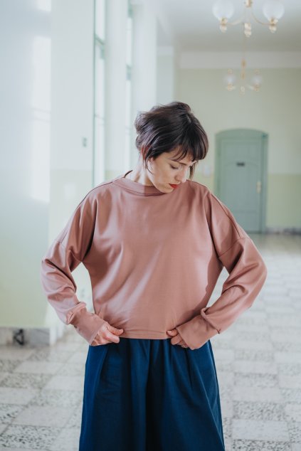 TENCELOVÁ CROP MIKINA EMA "DUSTY ROSE"