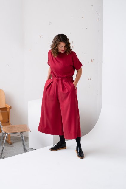 TENCELOVÉ CULOTTES ESTELLE  "POMEGRANATE RED"
