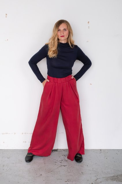 PALAZZO GISELLE - 100% TENCEL "POMEGRANATE RED"