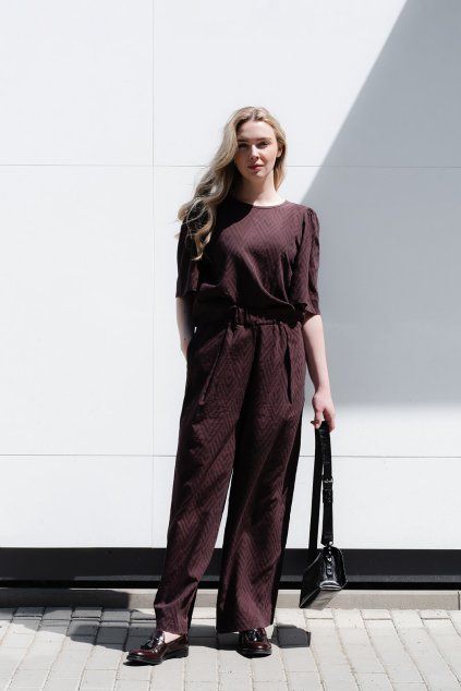 PALAZZO GISELLE "ESPRESSO CHEVRON"
