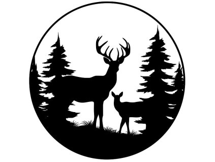 502 obraz jelen a mládě v lese