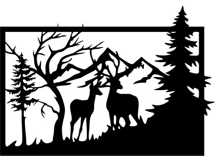 824 Obraz jelen a srna v lese