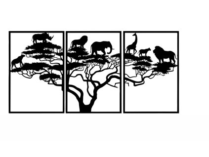 331 Africké designy Zvířata Strom Troj obraz