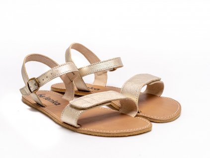 Stylové barefoot kožené sandálky Be Lenka Grace - Gold | Zelenáčky