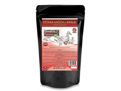 Slovakia Farma Pečená kačica a králik s žitom a prosom 27/16 hypoalergenní granule pro velké psy všech plemen | Zelenáčky
