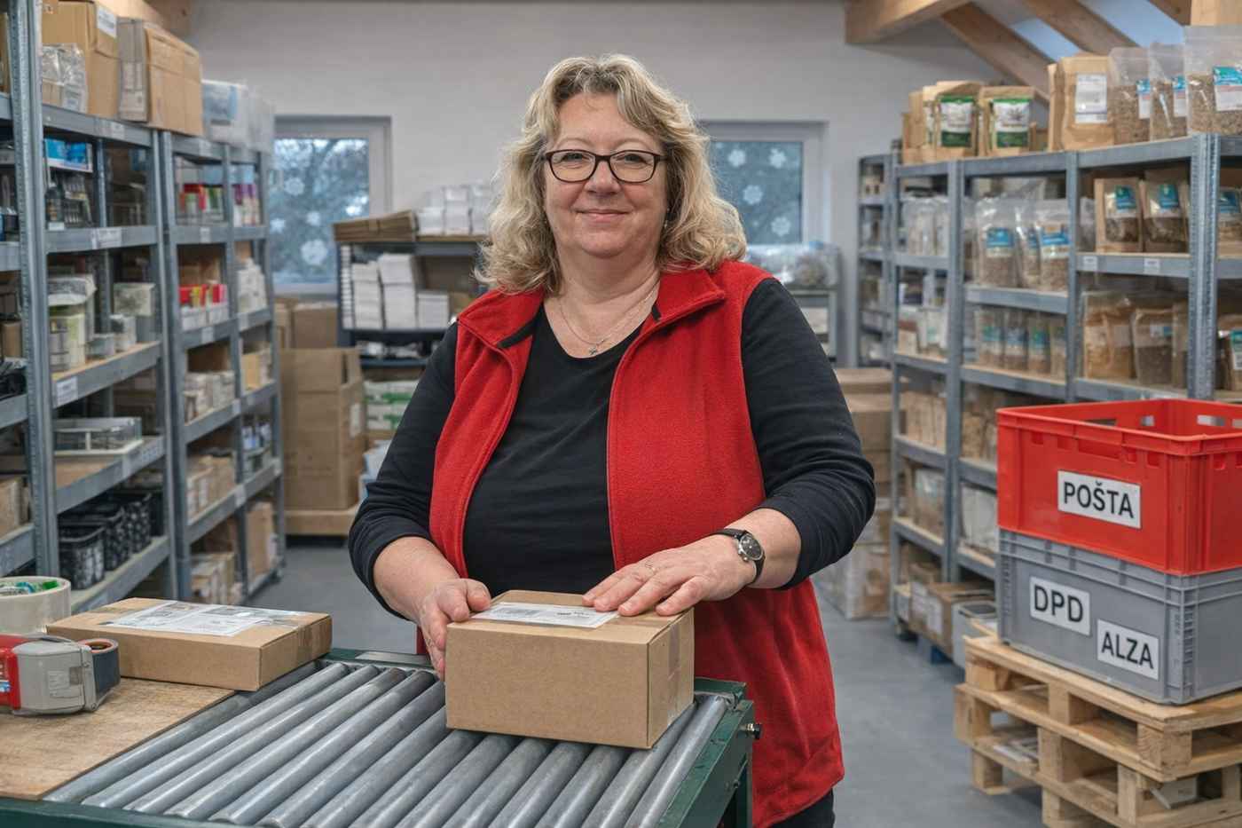 Dáša – vedoucí skladu při balení objednávek