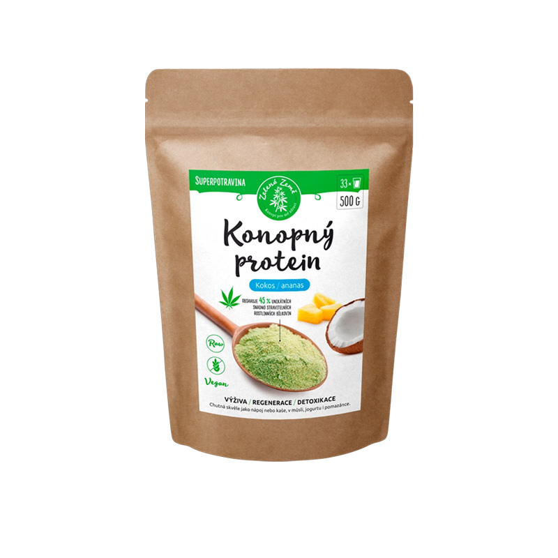 Zelená Země Konopný protein 500 g - kokos s ananasem