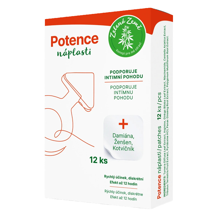 Zelená Země Potence - náplasti pro muže, 12 ks