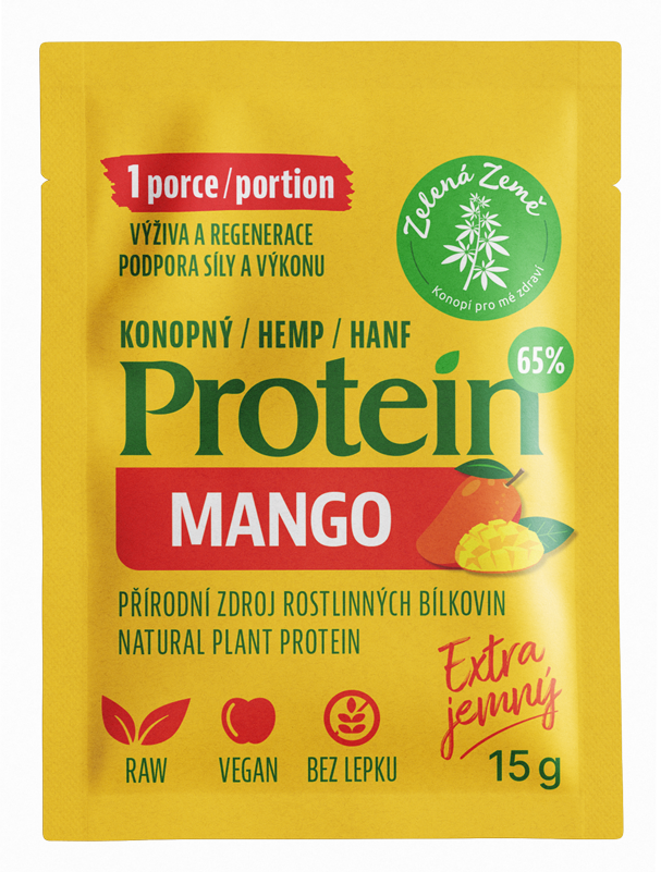 Zelená Země Konopný protein Extra mango- 1 porce (15g)