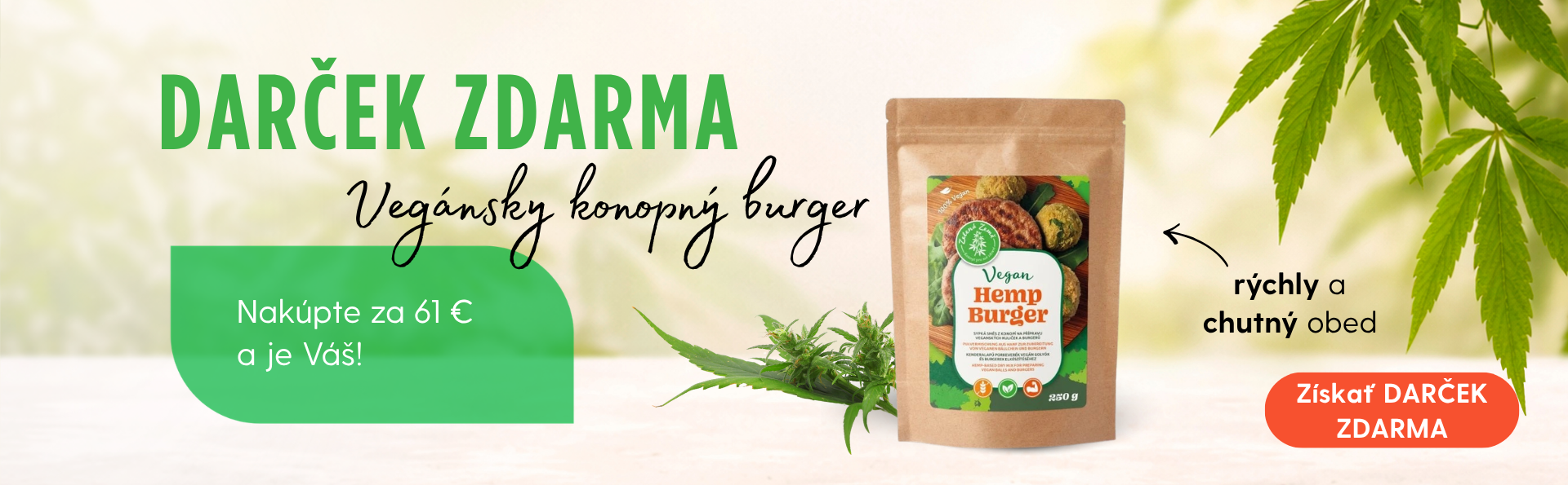 Vegánsky konopný burger zadarmo