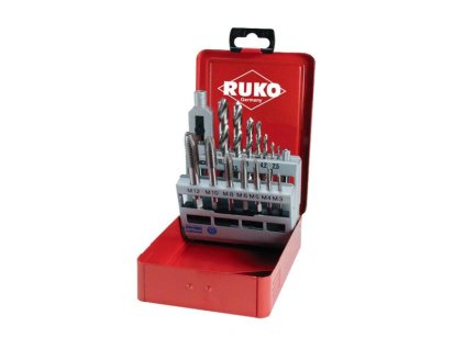 RUKO Sada závitníků a vrtáků HSS 15 dílů | kovový box