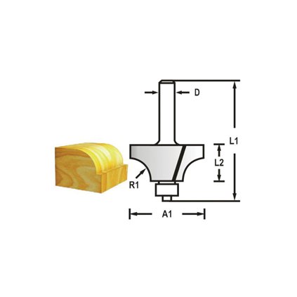 ZAOBLOVACÍ FRÉZA S LOŽISKEM STOPKA 6 MM,20,6X10X52 MM