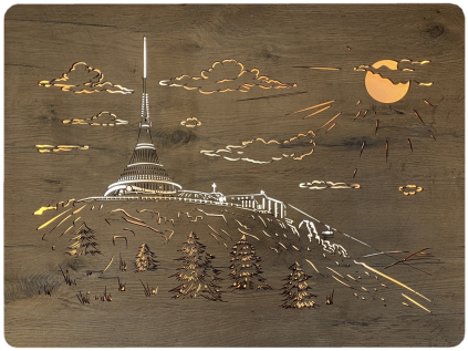 "Ještěd" světelný obraz s baterií 90x62cm