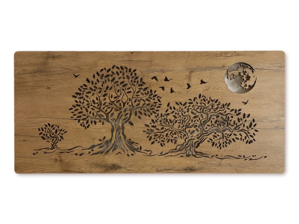 "Tři duby a měsíc" světelný obraz s baterií 110x50cm