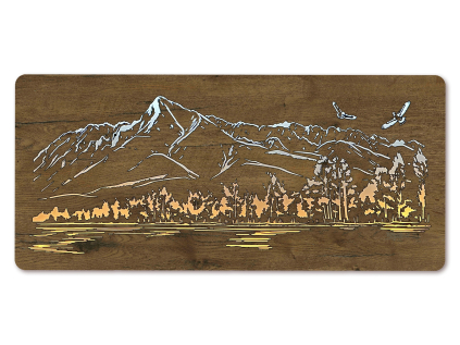 "Hory s ptáky" světelný obraz s baterií 110x50cm