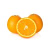 whole and cut ripe orange on white background