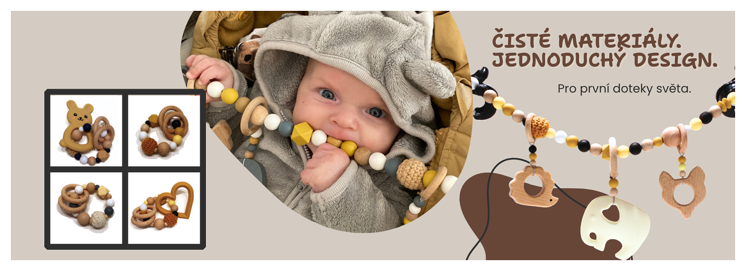 Kojenecké kousátko – certifikovaná ručně vyráběná hračka pro miminka, BabyBeads.