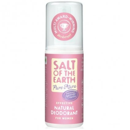 Crystal Spring – Salt of the Earth, Přírodní krystalový deodorant PURE AURA, levandule a vanilka, 100 ml