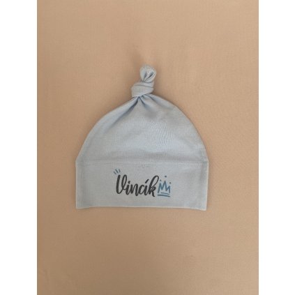 Čepička s uzlíkem a potiskem jména Vincík