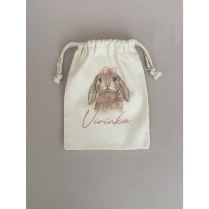 Bavlněný pytlík s potiskem jména Vivinka, králíček