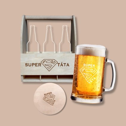 SET DrevenaPrenoska Krygl Podtacek SuperTata