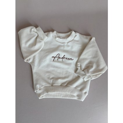 Mikina s balonovými rukávy s výšivkou Andreeea