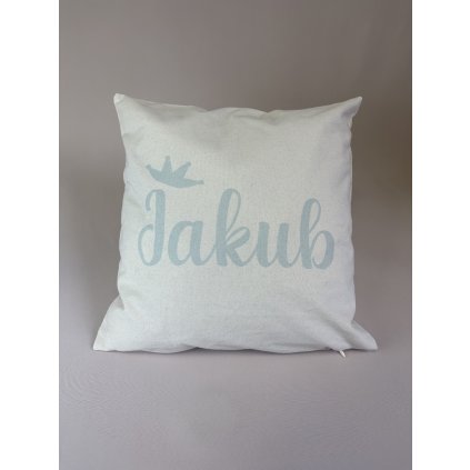 Polštář s potiskem korunky a jména Jakub