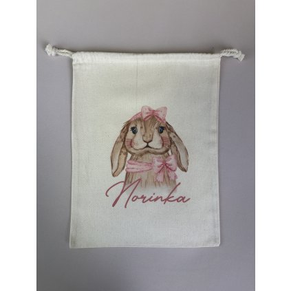 Bavlněný pytlík s potiskem jména Norinka, králíček