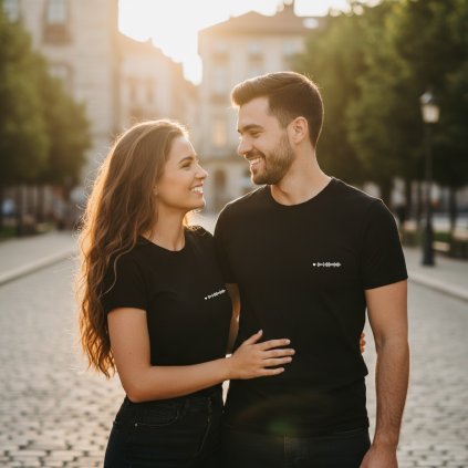 CZ ParoveTricka Potisk Srdce Spotify Cerne