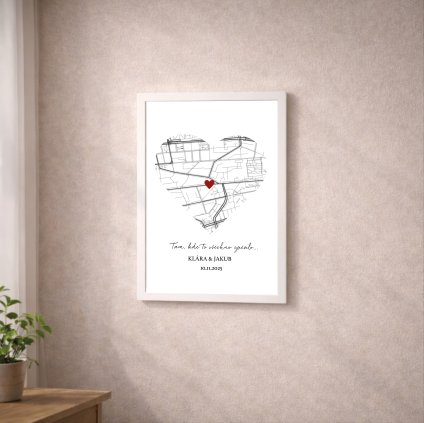 Plakat s místem poznání bílý rám