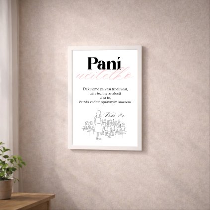 CZ Plakat PaniUcitelkoObrys BilyRam