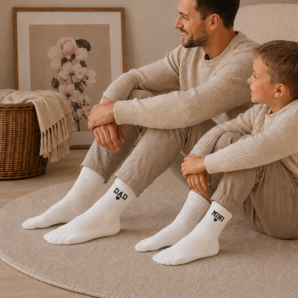 Ponožky s vyšitím DAD a MINI, pro tátu a dítě