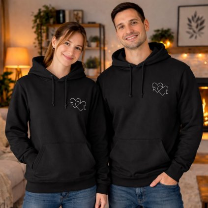 CZ ParoveMikiny Cerne MonogramyVSrdci