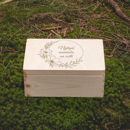 Dřevěná krabička s gravírováním NEJLEPŠÍ MAMINKA NA SVĚTĚ