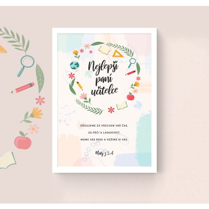 Plakát NEJLEPŠÍ PANÍ UČITELCE- BAREVNÝ