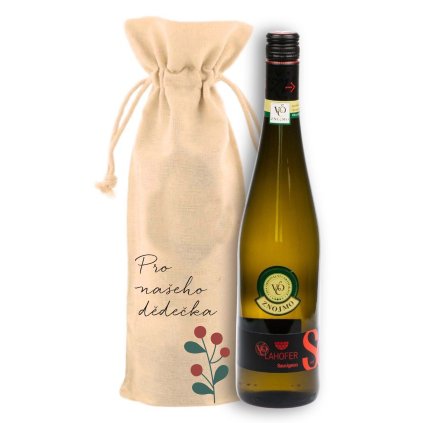 Plátěný pytlík pro našeho dědečka s vínem