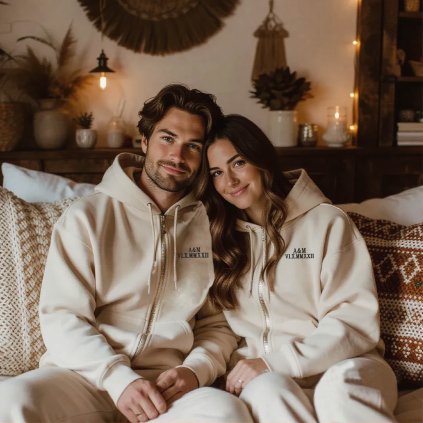 CZ MikinaZipPar DveVysiti Srdce2 Bezova