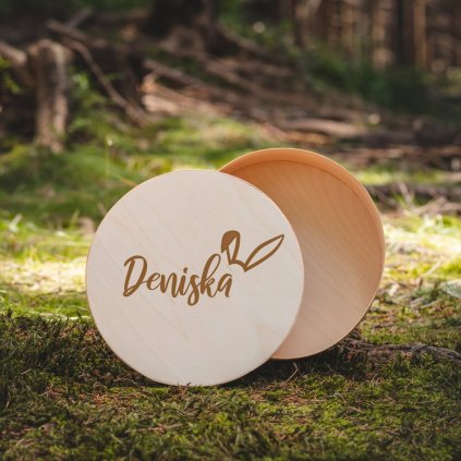 Dřevěná krabička kulatá OUŠKA