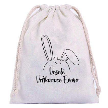 Bavlněný pytlík s vlastním jménem  VELIKONOCE - OUŠKA