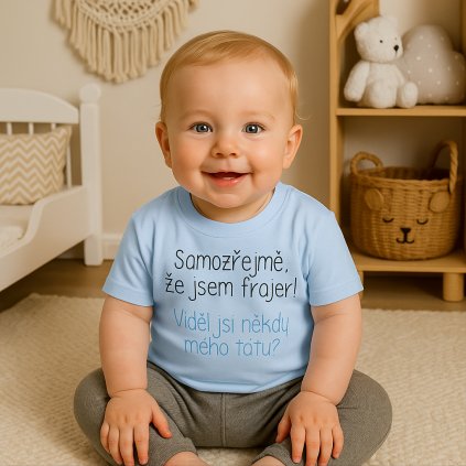 CZ DetskeTricko Modre SamozrejmeZeJsemFrajer