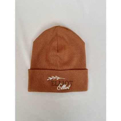 Zimní čepička s dvojitou výšivkou Elliot, hnědá