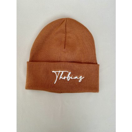 Zimní čepička s výšivkou Thobias, hnědá