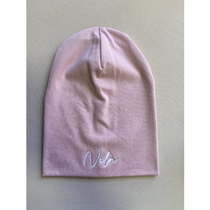 Jarní čepička s výšivkou Nela, růžová